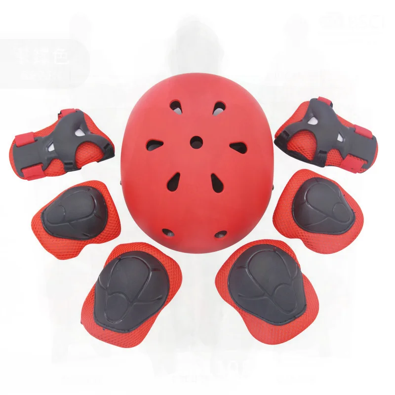 

Children's Protective Gear Set with Helmet Knee Elbow & Wrist Pads for Roller Skating ABS Sandwich Mesh Fluorescent Colors