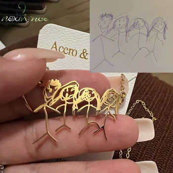 Nextvance-سلسلة مفاتيح شخصية من الفولاذ المقاوم للصدأ للأطفال ، قلادة رسم مخصصة ، سوار ، كتابة يدوية ، هدايا عائلية ، أطفال