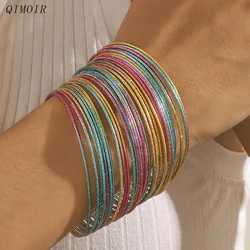 30 Pieces Metal Bangles Set For Women Timeless Fashion Jewelry Trendy Classic Styles Textured Thin Circles Colorful Gifts C1665