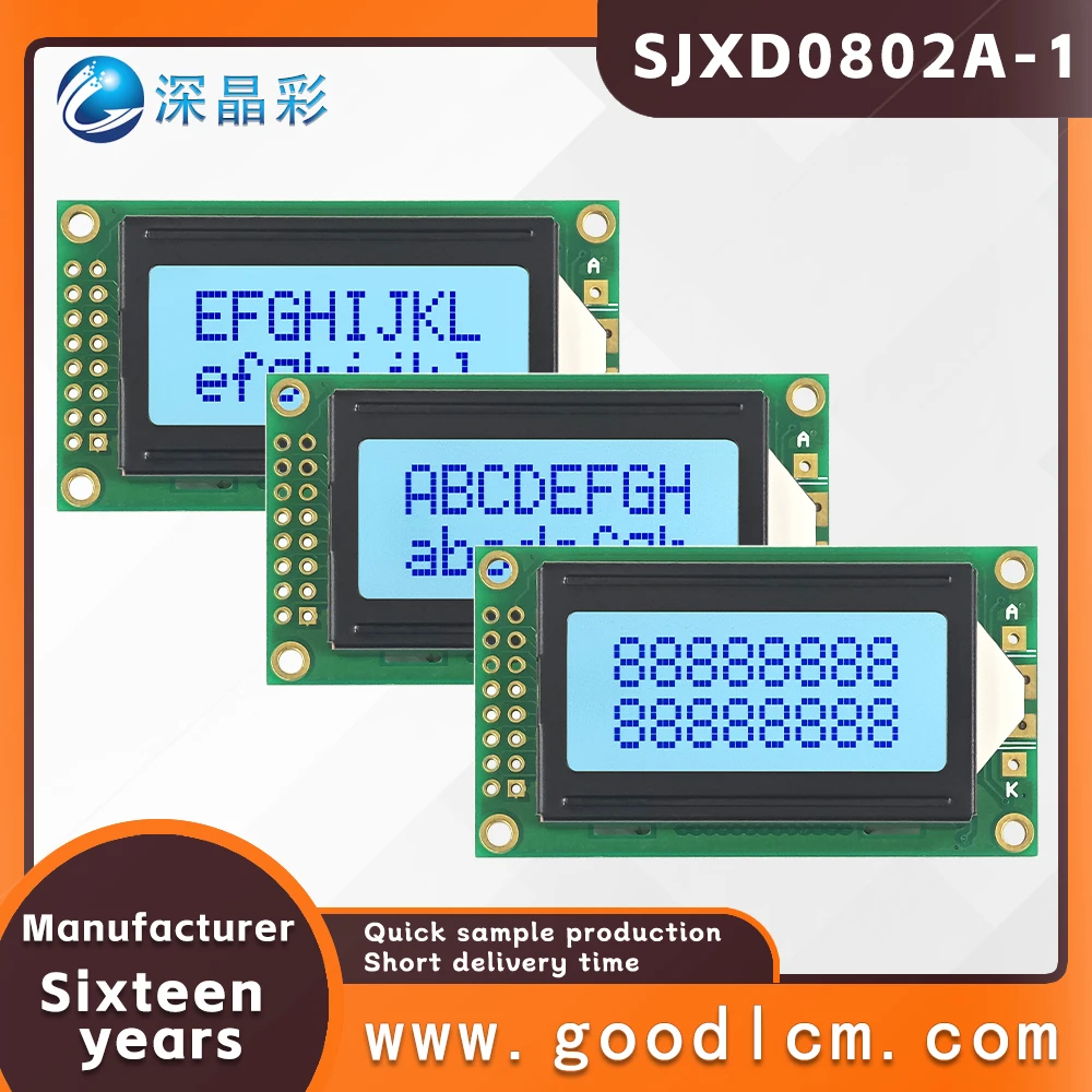 Industrial high brightness Backlight LCD 0802 display screen JXD0802A-1 STN grey Positive 8X2 character LCM display module