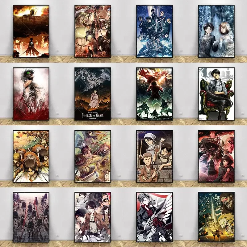 Lienzo impreso HD, arte de pared, póster de Anime Attack on Titan, decoración moderna del hogar para sala de estar, personajes de Anime japonés