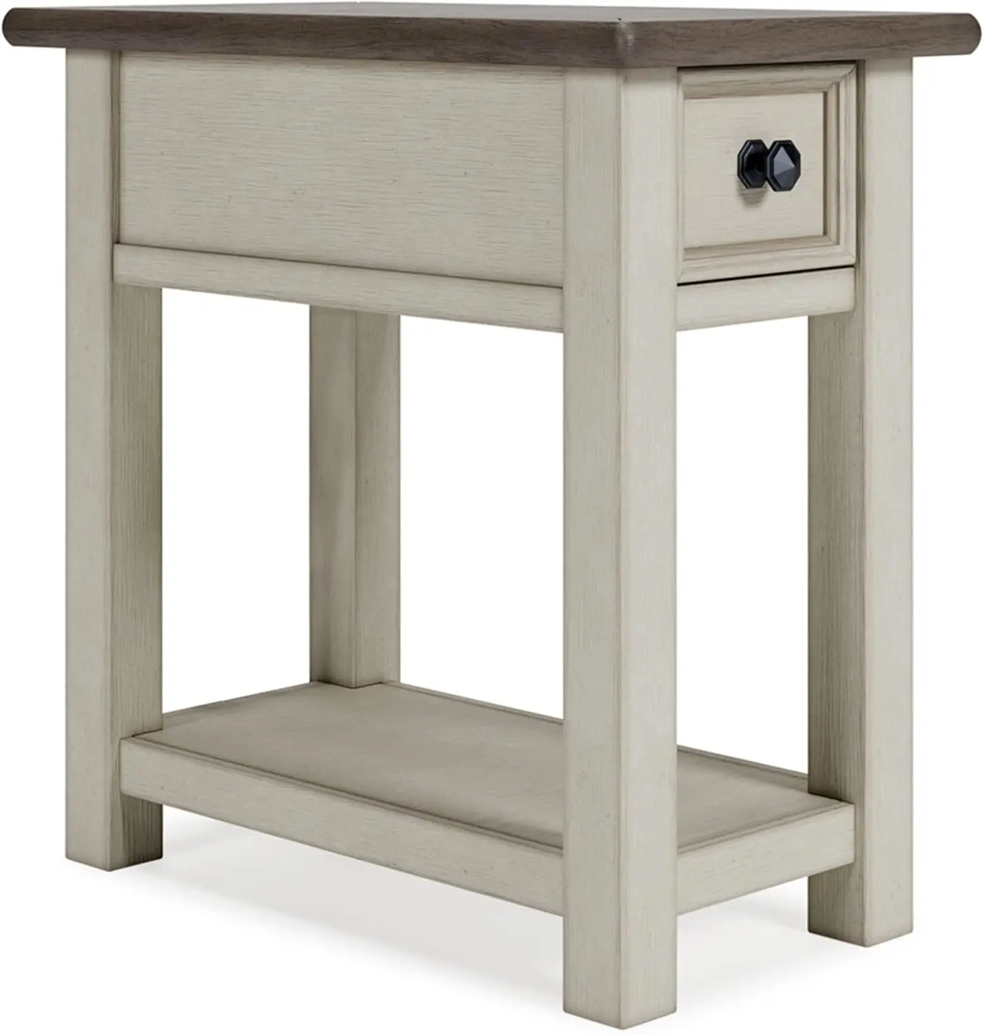 Design by Ashley Farmhouse Chair Side End Table, Light Brown & Whitewash