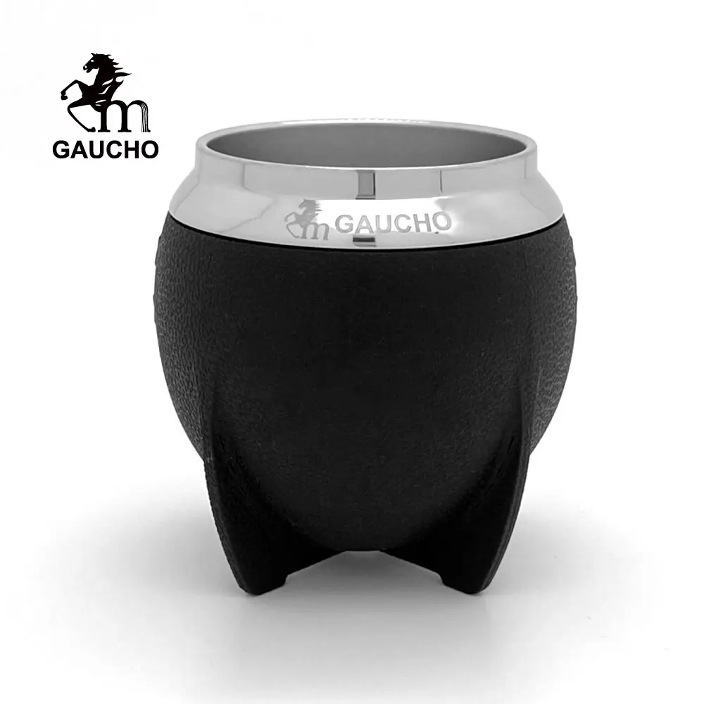 1 PC/Lot Gaucho Yerba Mate Gourds Cup 10 Oz Stainless Double Wall Argentina Calabash 300Ml Tea Mug Outer plastic skin insulation