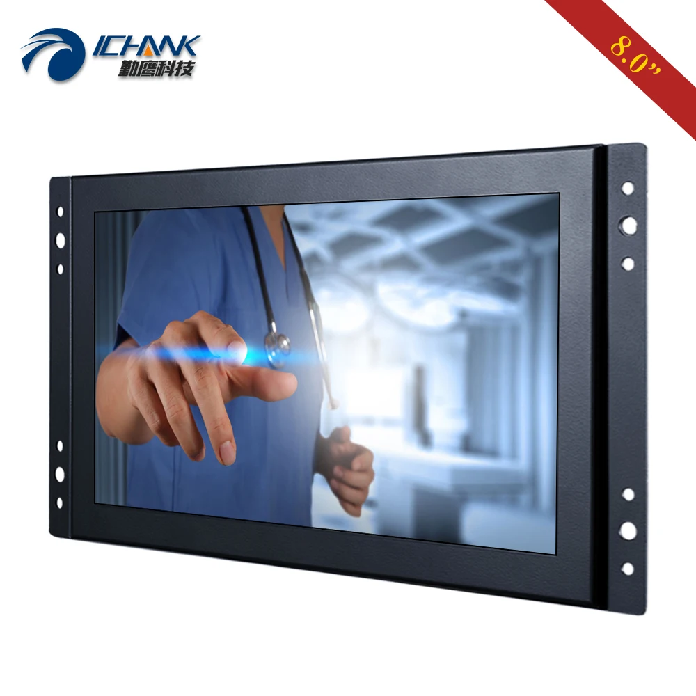 Imagem -02 - Monitor de pc Touch Screen com Metal Shell Open Frame Incorporado Montado na Parede Hdmi Usb Vga Zk080tc263d 1280x720 Polegadas