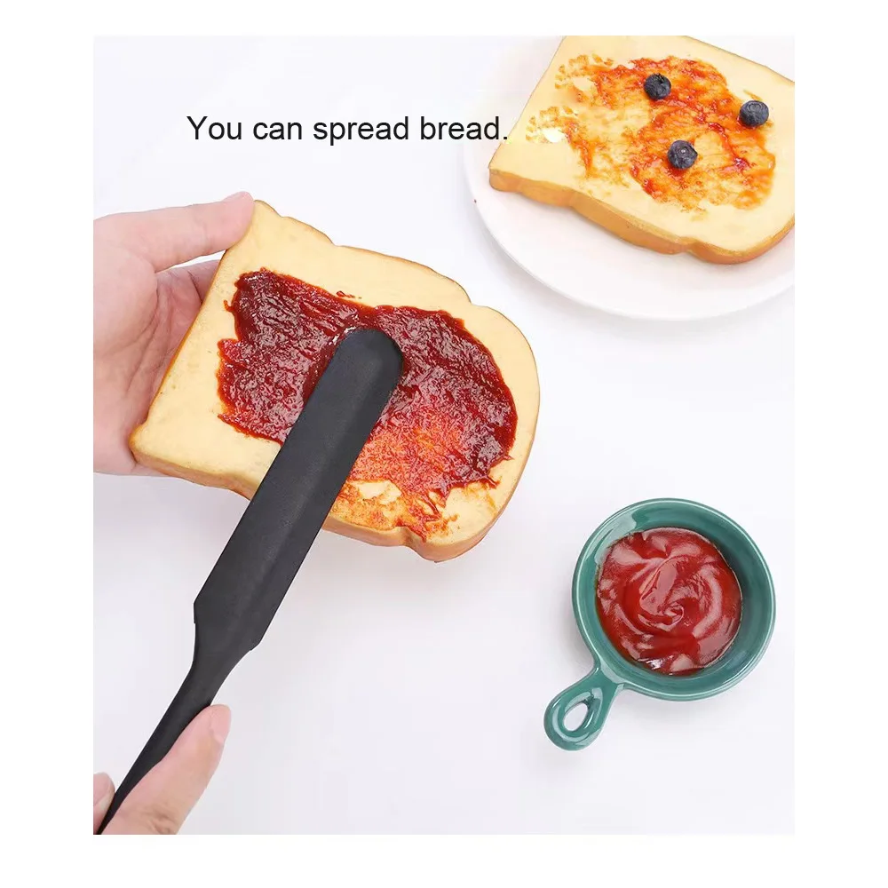 Silicone cream scraper integrated long cake spatula, heat-resistant food grade spatula, kitchen baking tools