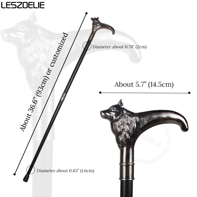 Wolf-Head Luxury Walking Stick Canes Men 2023 Fashion Decorative Walking Stick Women Fashionable Cane Vintage Walking Cane Stick