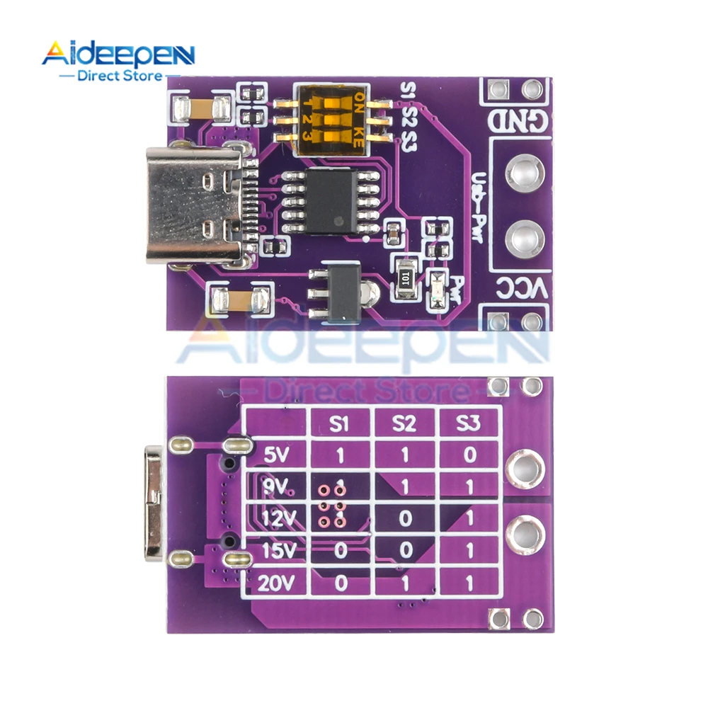 Type-C QC AFC PD2.0 PD3.0 to DC Spoof Scam Fast Charge Trigger Polling Detector USB-PD Notebook Power Supply Change Board Module