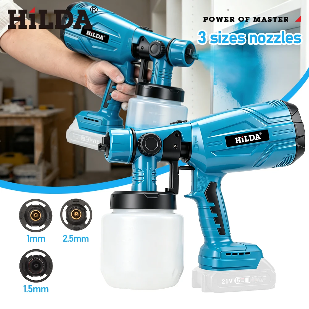 HILDA HILDA 18V Cordless Paint Sprayer HVLP Electric Spray Gun Compatible for Makita Battery Household DIY Furniture Wall Painting - Aliexpress Deal