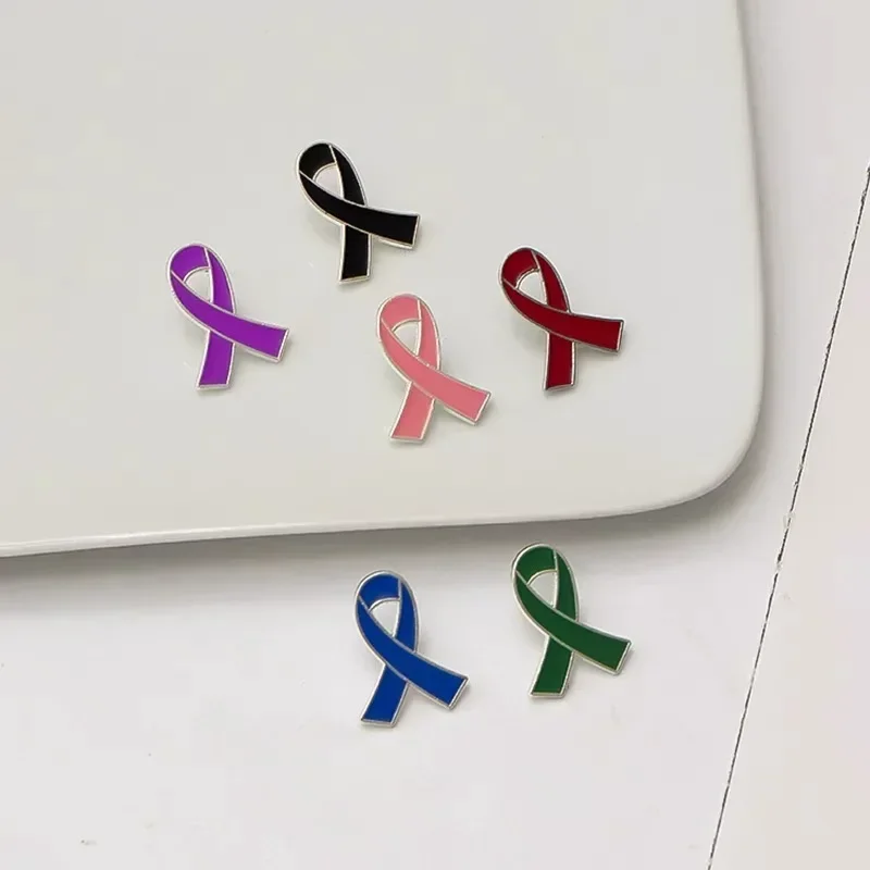 Yellow Ribbon Health Peace Enamel Pins Breast Cancer Red Hope Expectation Prevention Safe Return Badge Brooches For Relatives