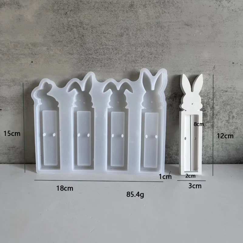4개입 부활절 토끼 스탠드 실리콘 몰드, 토끼 선물 주조 몰드, DIY 홈 데코용 레진 몰드