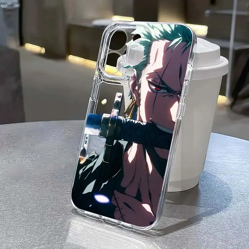 

Love Zoro One Piece Art Phone Case For Apple iPhone 17 Air 16e 16 15 14 13 12 11 Mini Pro Max Plus Transparent Soft Cover