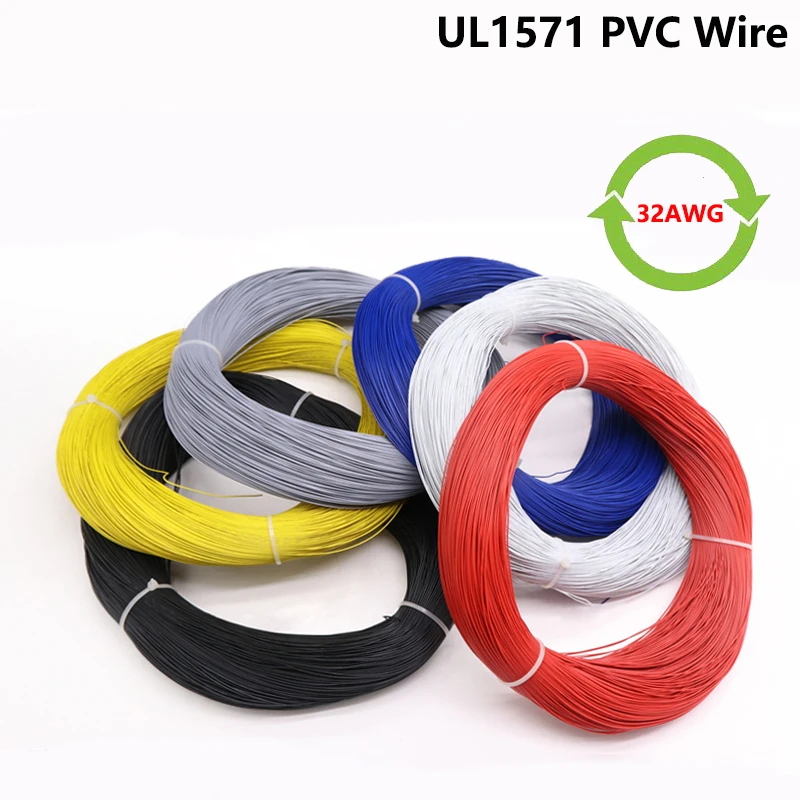 

5~500M UL1571 32AWG PVC Electronic Wire OD 0.6mm DIY Cord Flexible Insulated Tin-plated Copper Cable Environmental LED Line