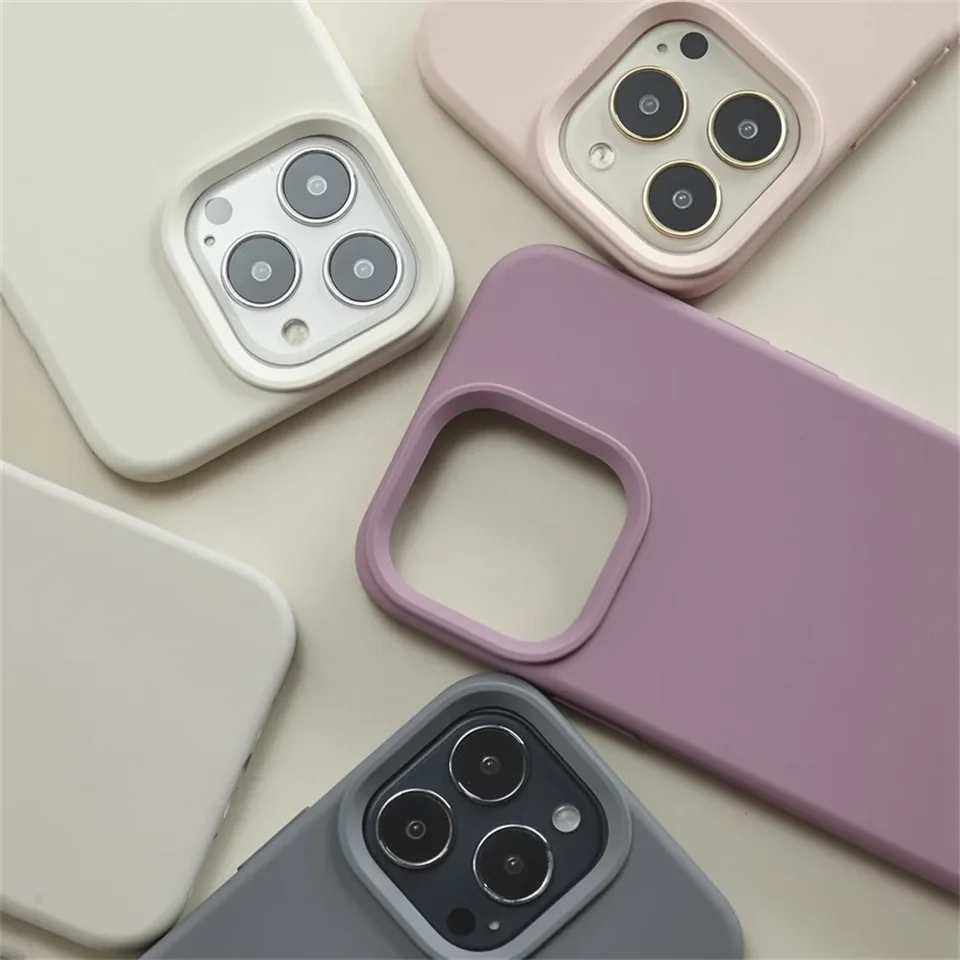 Funda de silicona líquida de lujo para iPhone 17 16 15 11 12 13 14 Pro Max, también para 7 8 Plus X XR, suave y resistente a golpes 5