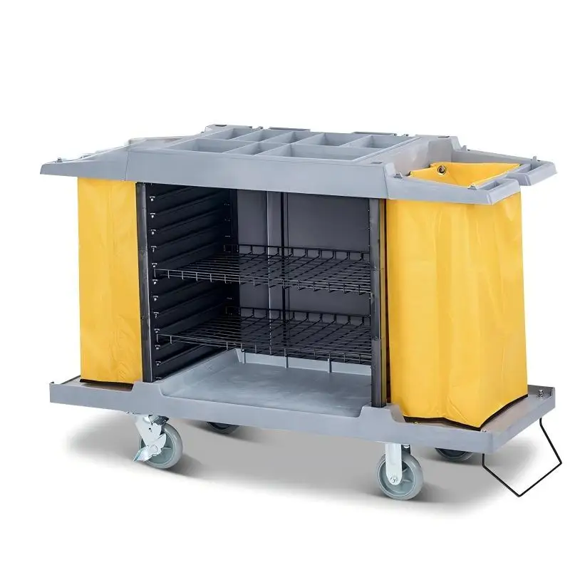 Quiet Design Surface Easy to Clean up Cleaning Home Restaurant Service Trolley With Housekeeping Maid Cart