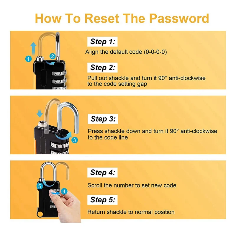 FAST-Combination Padlock, 4 Pack Small Waterproof Padlocks For School Gym Locker, Gate, Shed, 4 Digit Code Security Locks