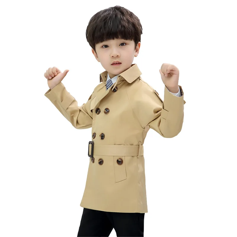 2022 Spring Boys Coat High Quality Fashion Double Breasted Solid Windbreaker Kids Trench Coat Boys Jacket Children Outerwear