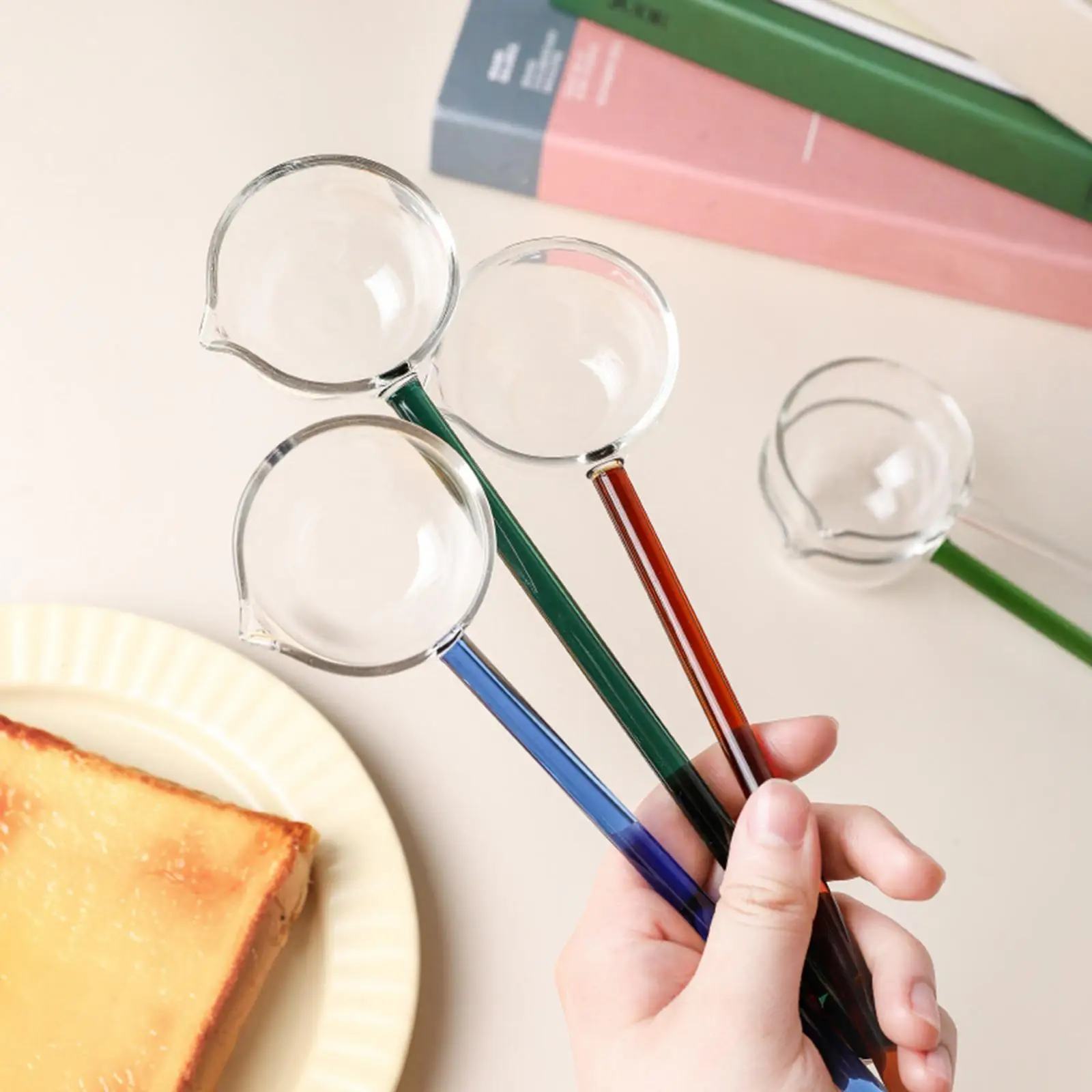 Large Glass Soup Ladle Spoon Cooking Ladle for Kitchen Milk and Coffee Salad Dressing