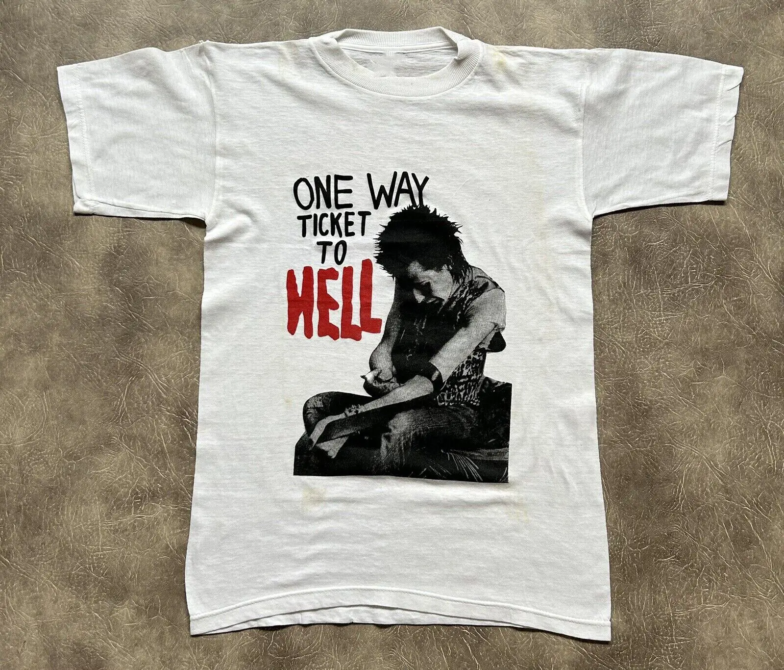 Vintage Sid Vicious Sex Pistols One Way Ticket To Hell T Shirt Dead Stock Punk