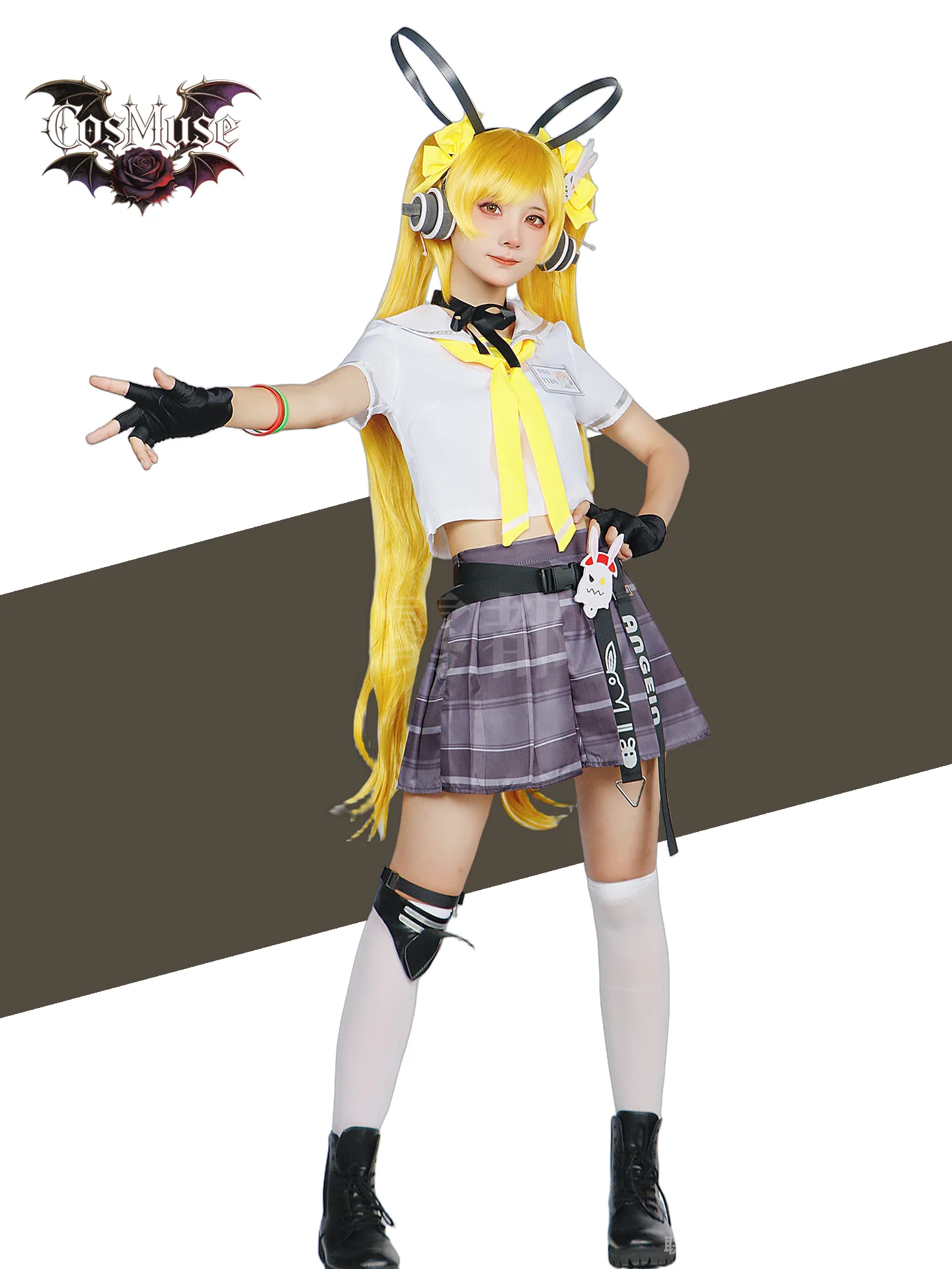 

Game Honor of Kings Angela Cosplay Costume JK Dress Uniform Wig Full Set with Earphones Suit for Women Halloween Party disfraz