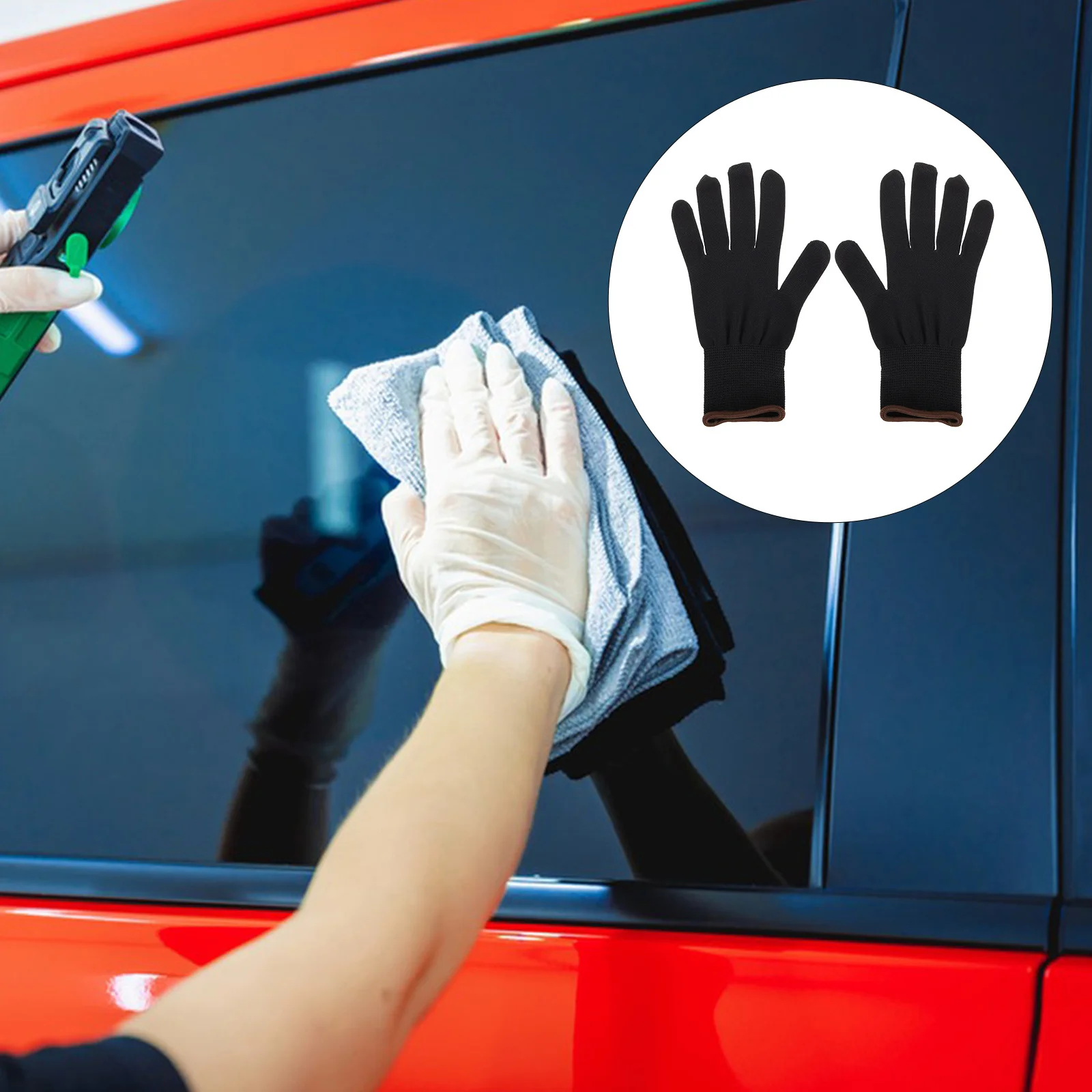 

1 Pair Car Body Wrap Gloves Ultraadhesive Fiber Curved Design For Bubble-Free Film Application Reusable Vehicle Protection Film
