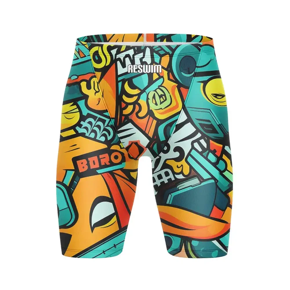 Men's Swim Jammer Swimsuit Short Swimming Trunks Summer Beach Tights Shorts Quick Dry Surfing Diving Swimming Short Bathing Suit