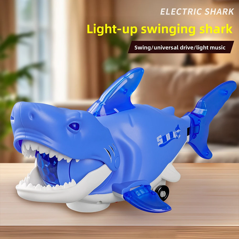 Electric Swinging Sharks Toy Car Electric Sharks Toy Auto 360° Movement LED Lights Music Robots Fish Electric Toy Kids Gifts