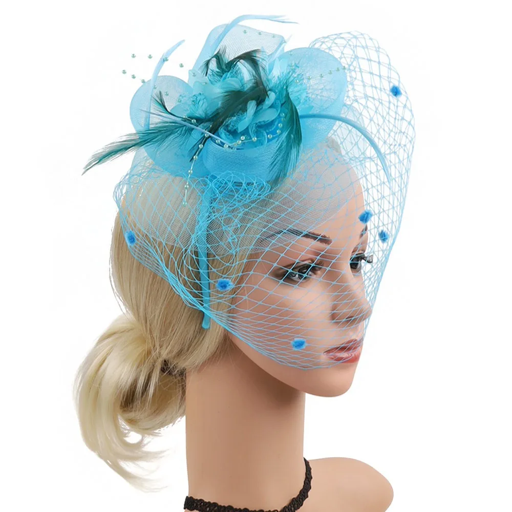 

Vintage Tulle Petal Mesh Flower Headwear Veil Feather Headpiece Festival Headpiece Wedding Bride