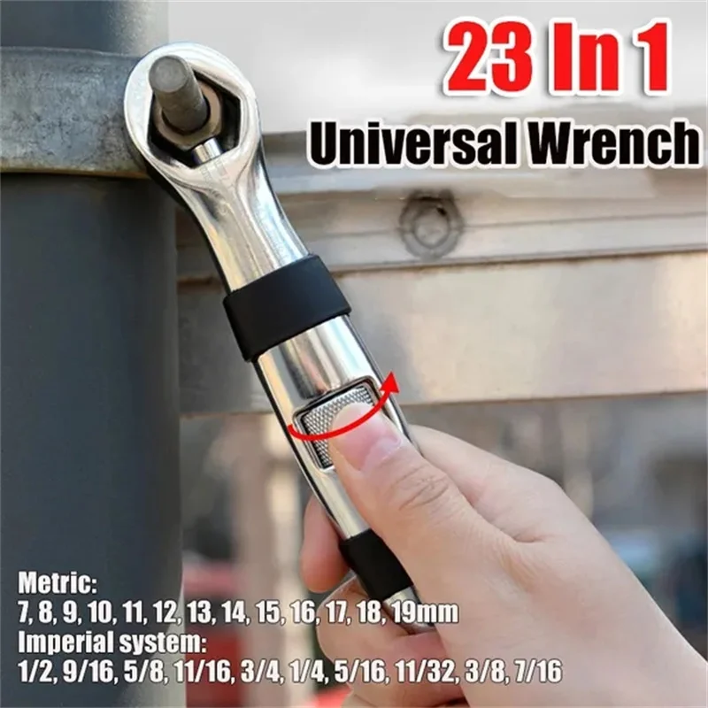 23 In 1 Universal Wrench Dual Head Metric Lmperial Adjustable Ratchet Wrenchs Set 7-19MM Multitools Hand Tool For Car Repair