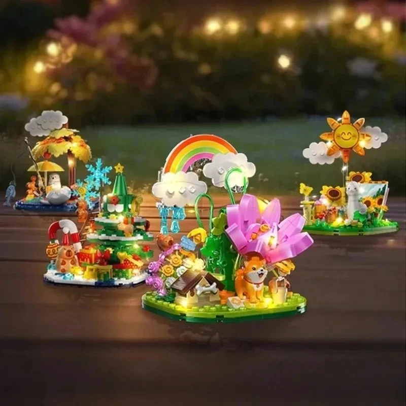 

SEMBO Капибара Рождественская елка Строительные блоки Креативная модная кукла Альпака Собранные настольные украшения Игрушки Рождественские подарки