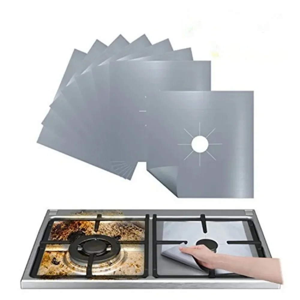 Kit 4 Peças Protetor de Fogão a Gás: Tapete Anti-Óleo, Capa Protetora, Forro e Almofada de Limpeza para Acessórios de Cozinha, Protetor de Fogão à Prova de Fogo e Respingos
