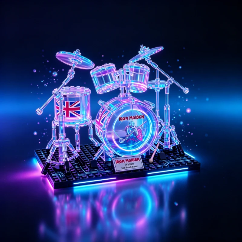DIY Iron Maiden Drum Kit Building Blocks Heavy Metal Rock Band Mini Percussion Instrument Model Bricks Set Union Jack Eddie