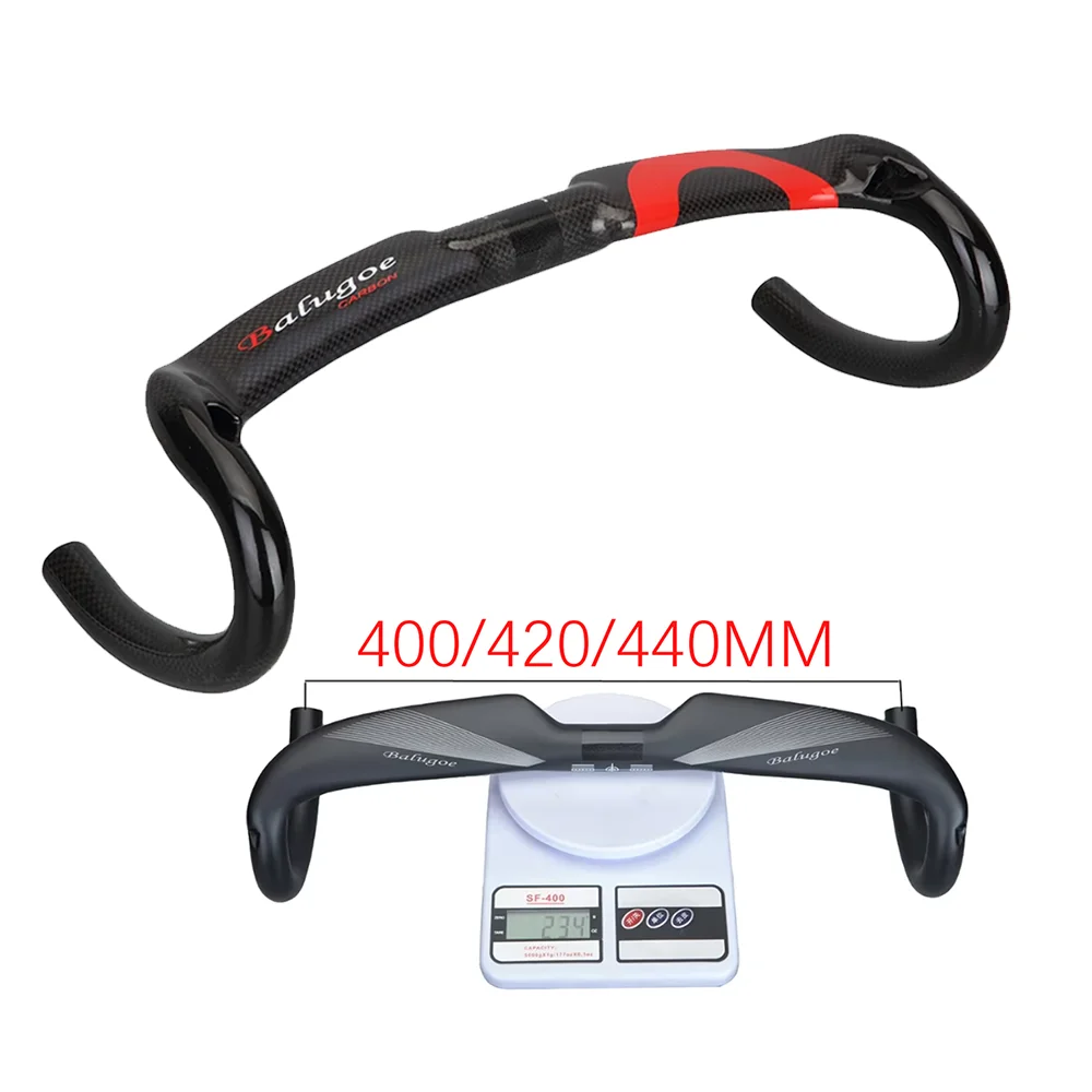 BALUGOE  Carbon Fiber High Intensity Split Flat Handle Road Bicycle Handlebars Internal Wiring 3k Glossy/UD matte 31.8mm Cycling