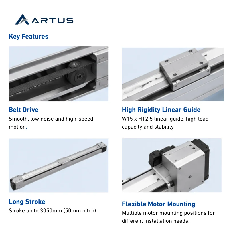 Belt Driven Linear Module 200W 2000mm/s Long Stroke Linear Actuator LBT-14M For Industrial Automation Pick And Place Systems