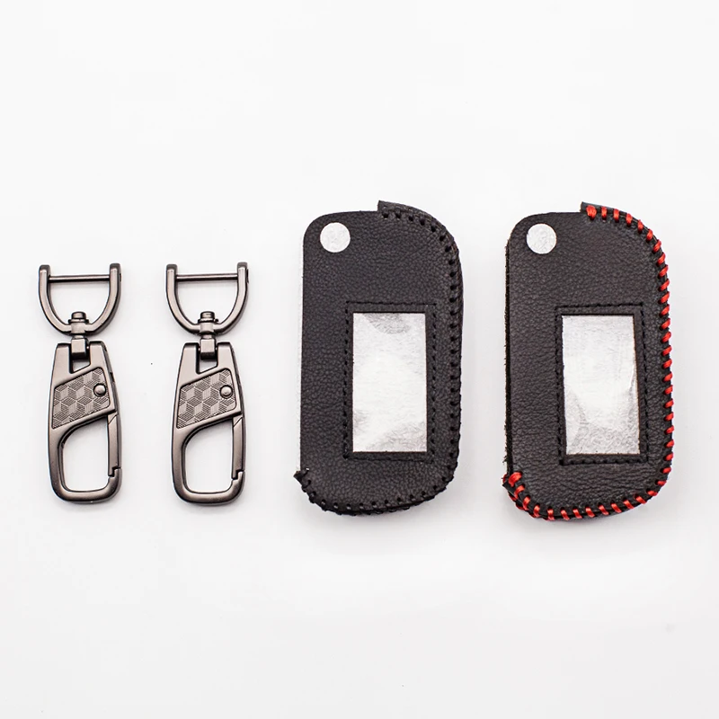 A93 case with uncut glass blade leather key case cover for Starline A93 A63 A39 A93 4 Buttons folding car flip remote fob