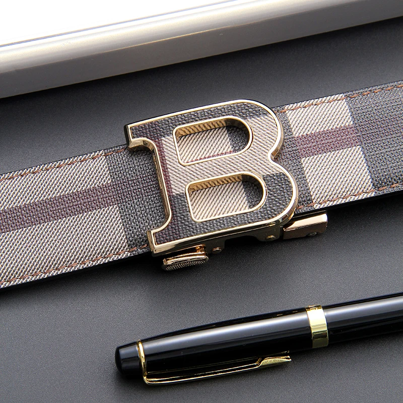 

"Premium"Luxury brand Designers work Men's Genuine Leather Belt With Automatic "B" Buckle - Fashionable Business Casual Style