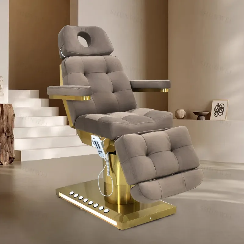 Electric Luxury Stainless Steel Beauty Bed Adjustable Facial Treatment Chair for Spa and Use