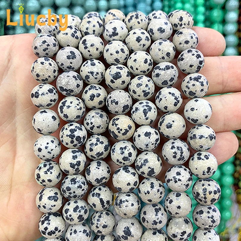 

Wholesales Natural Stone Dot White Round Beads For Jewelry Making DIY Graffiti Bracelets Necklaces Accessories 4/6/8/10/12mm 15"