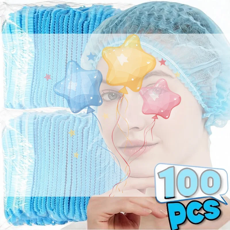 100 PCS Disposable Non Woven Bouffant Caps Breathable Anti Hair Shedding For Restaurants Cafes Kitchens Food Service Workplaces