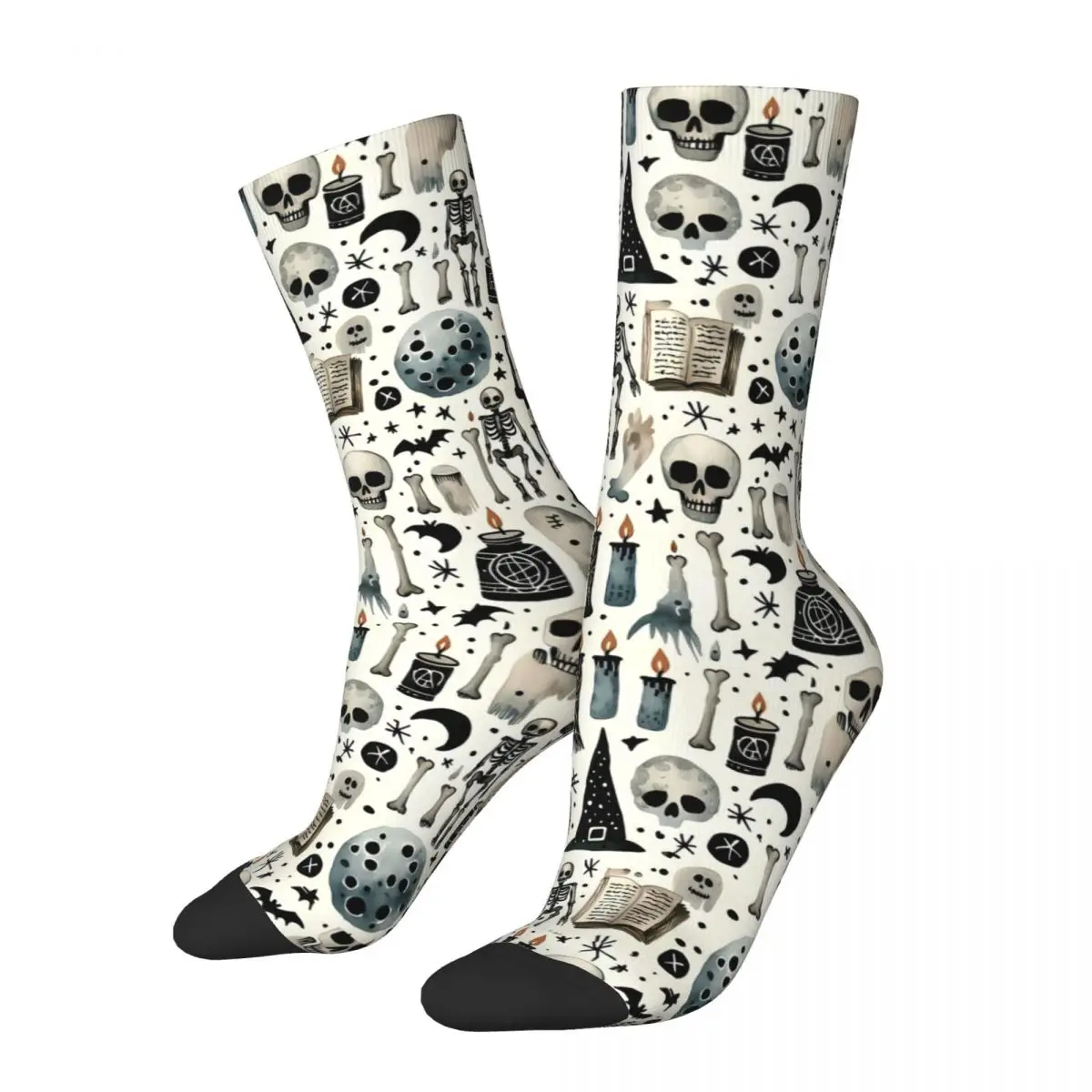 

Funny Happy Sock for Men Skull Ghost Skeleton Hip Hop Witch Pattern Printed Crew Sock