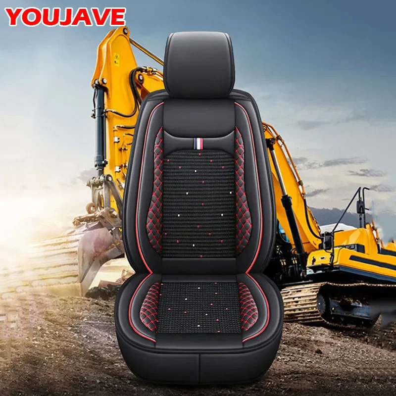 Car Digger Excavator Seat Cover Cushion Ice Silk&Leather Wear-resistan Protector For HITACHI DOOSAN CAT JCB LGCE Liugong Shanmon