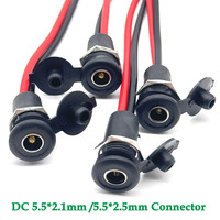 DC Power Female Jack With  20CM Cable Wired 5.5 * 2.1 5.5*2.5mm DC Charging Socket High Current Female Power Connector