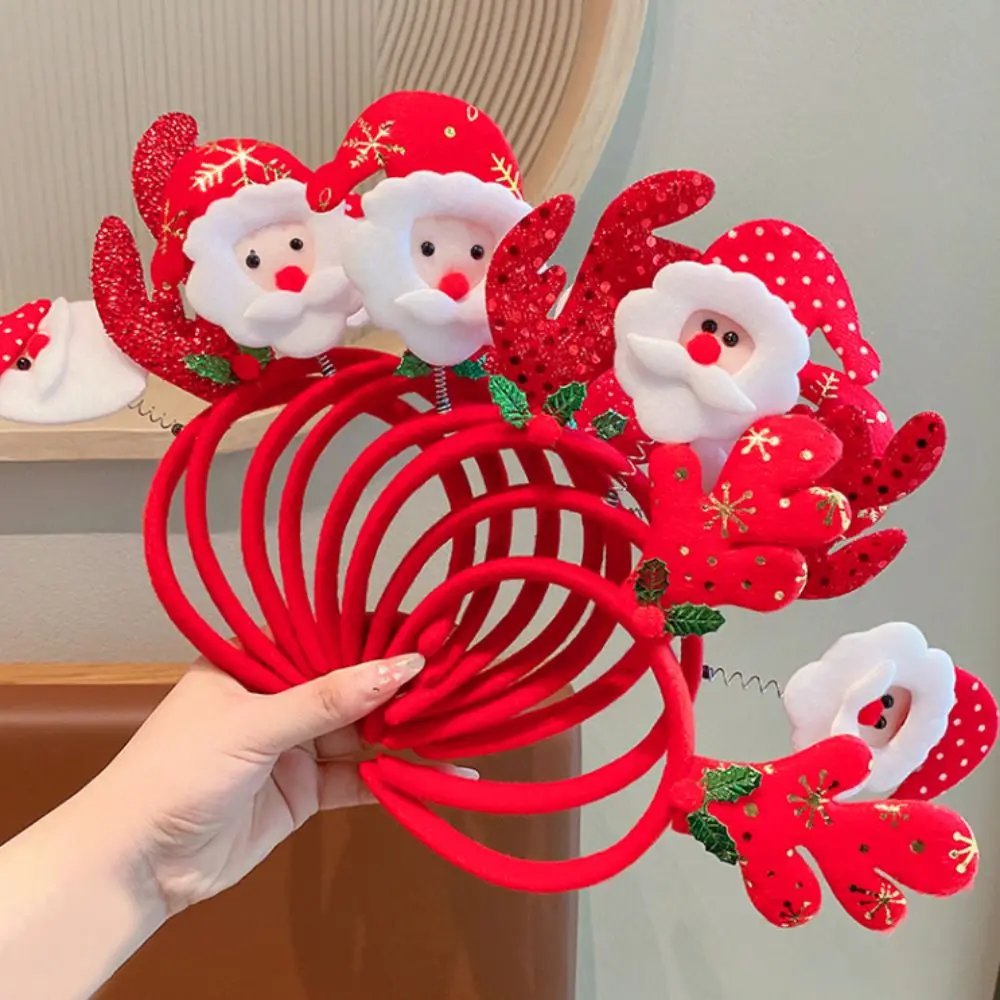 5PCS Elk Antler 2025 แถบคาดศีรษะ Snowman Santa หมวกคริสต์มาสผม Hoop Headwear Headdress ถ่ายภาพใหม่ปี Hairband