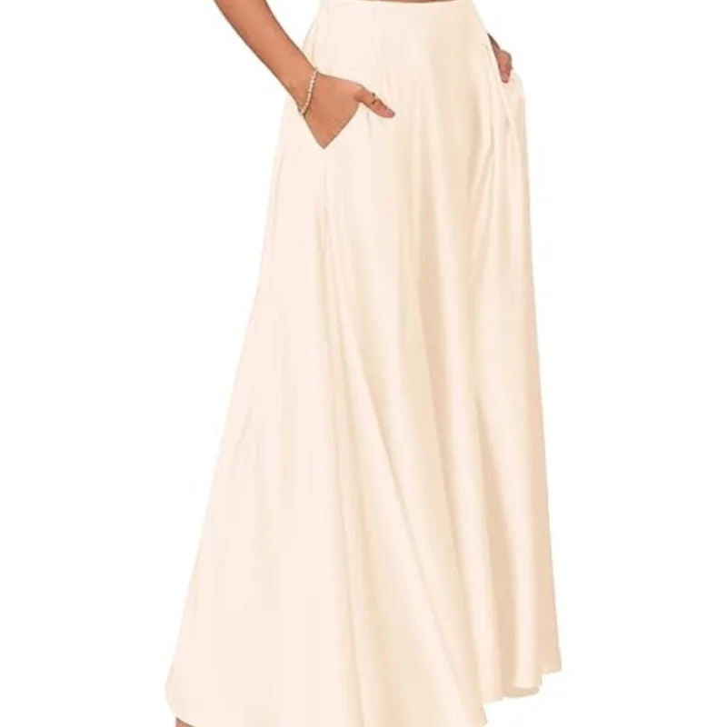 2026 New Summer Women's Skirt Solid Color Elegant Temperament Loose Fashion Comfortable Versatile Simple Suitable Banquet Skirts