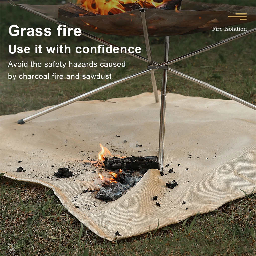 Camping Fireproof Mat Fiberglass Burner Grill Flame Fire Retardant Blanket Portable Fishing Hiking Pad  50x50cm