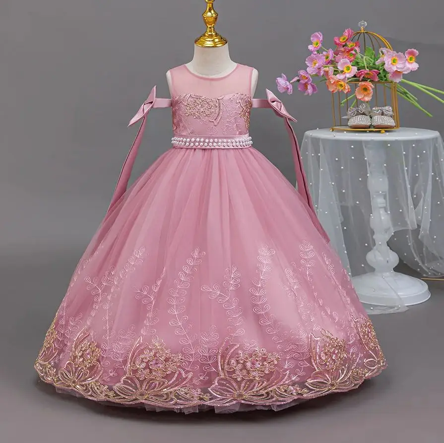 Princess Girl Party Dress Evening Performance Girls' Elegant Dresses Kid's Embroidery Clothes