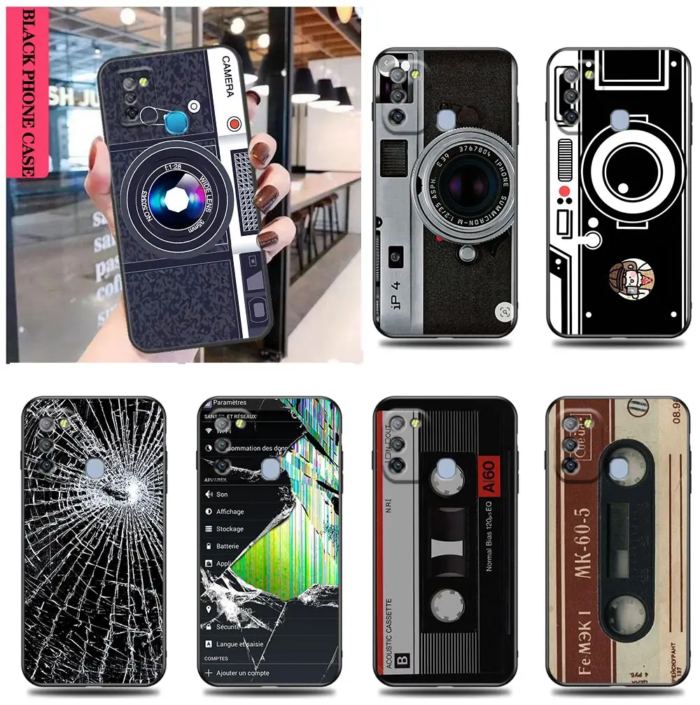 Old Camera Phone Tape Broken Screen Phone Case For Infinix CAMON 19 16 ZERO 30 X NEO 20 8 POVA 5 4 2 NOTE 30 12 G96 11 10 8 Case