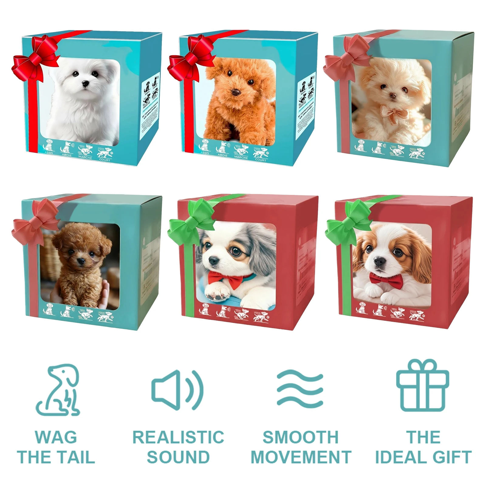 Regalos Robot de peluche cachorro perro juguete ladrando Animal relleno realista cola de perro meneando electrónico interactivo caminar cachorro simulado