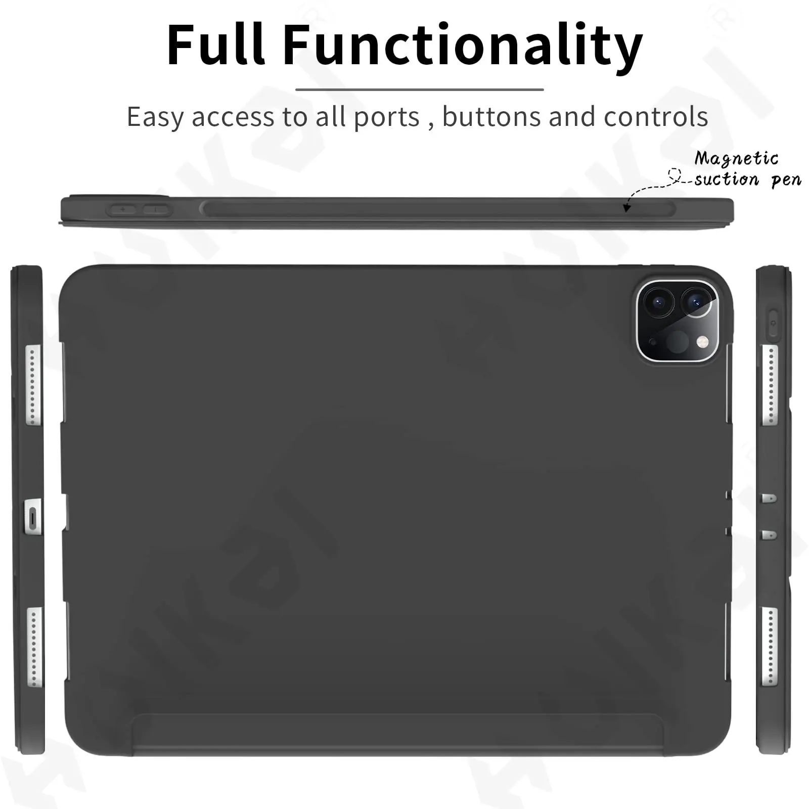 Case for iPad Pro 11 13 Air 11 13 M5 M4 M3 Mini 2025 Slim Translucent Back Tri-Fold Stand Tablet Pen Charging Auto Wake/Sleep view 5
