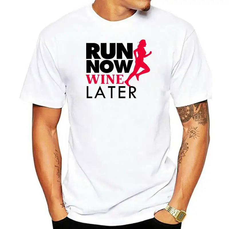 2023 Fashion 100% Cotton Slim Fit Top Solid Color Runner Now Wine Later Summer Casual Man T Shirt Good Quality