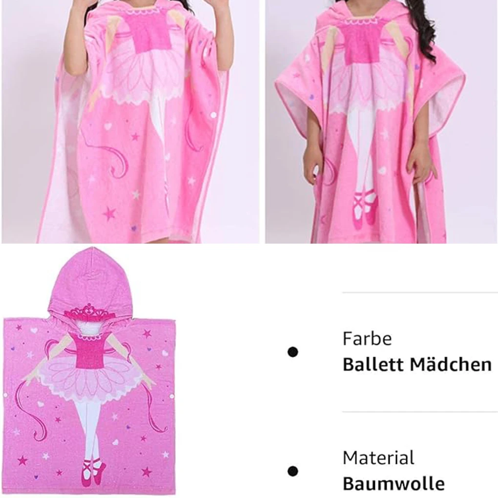 Toalhas de banho infantis macias e confortáveis com capuz feitas com poncho de banho infantil de algodão com capuz rosa